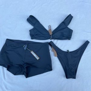 Skims NWT gunmetal 3 piece swimsuit
